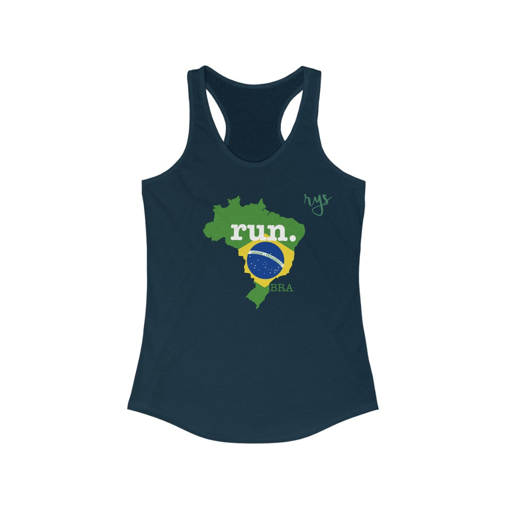 Run Brazil Women's Racerback Tank (Flag)