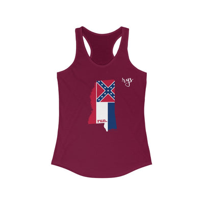 Run Mississippi Women's Racerback Tank (Flag)