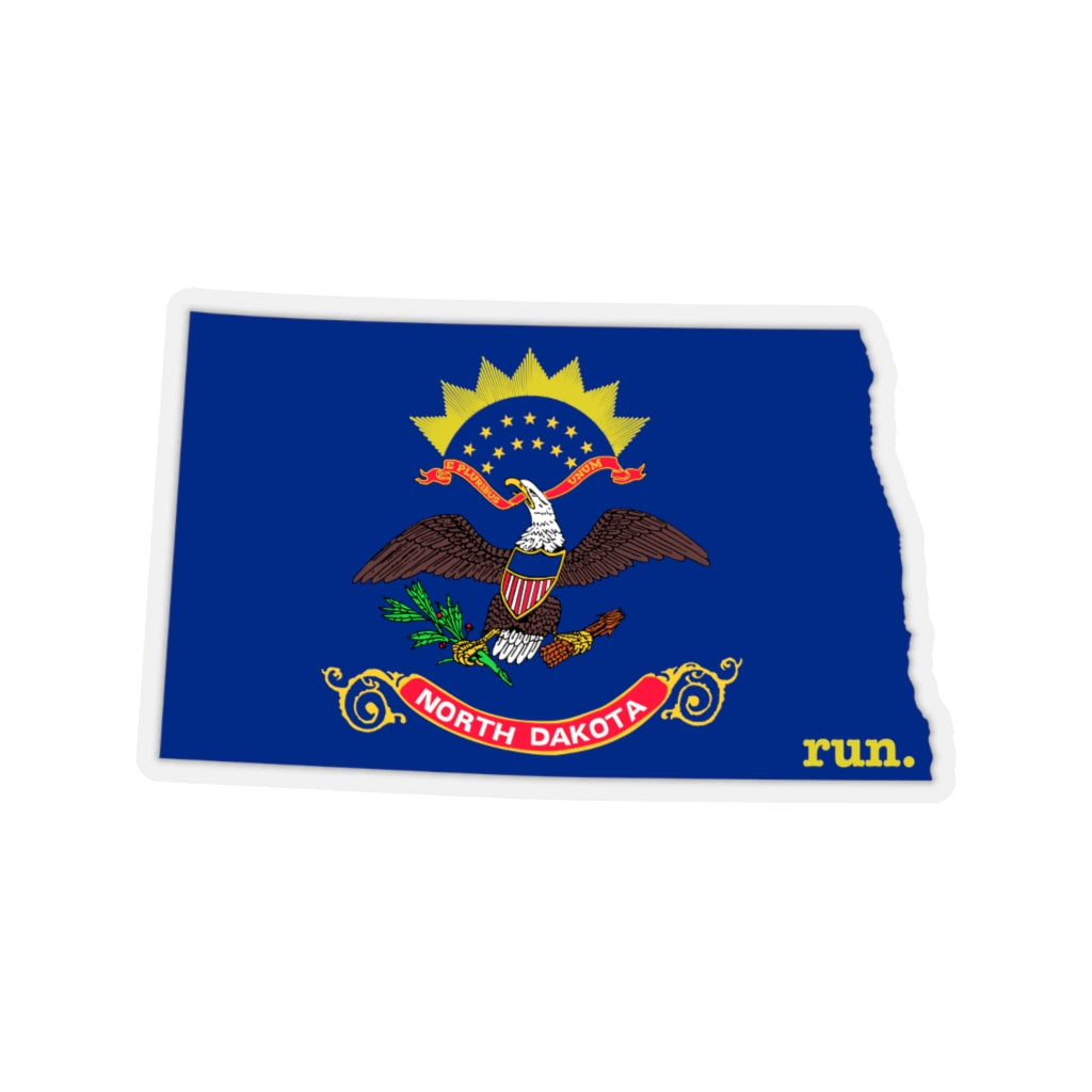 Run North Dakota Stickers (Flag)