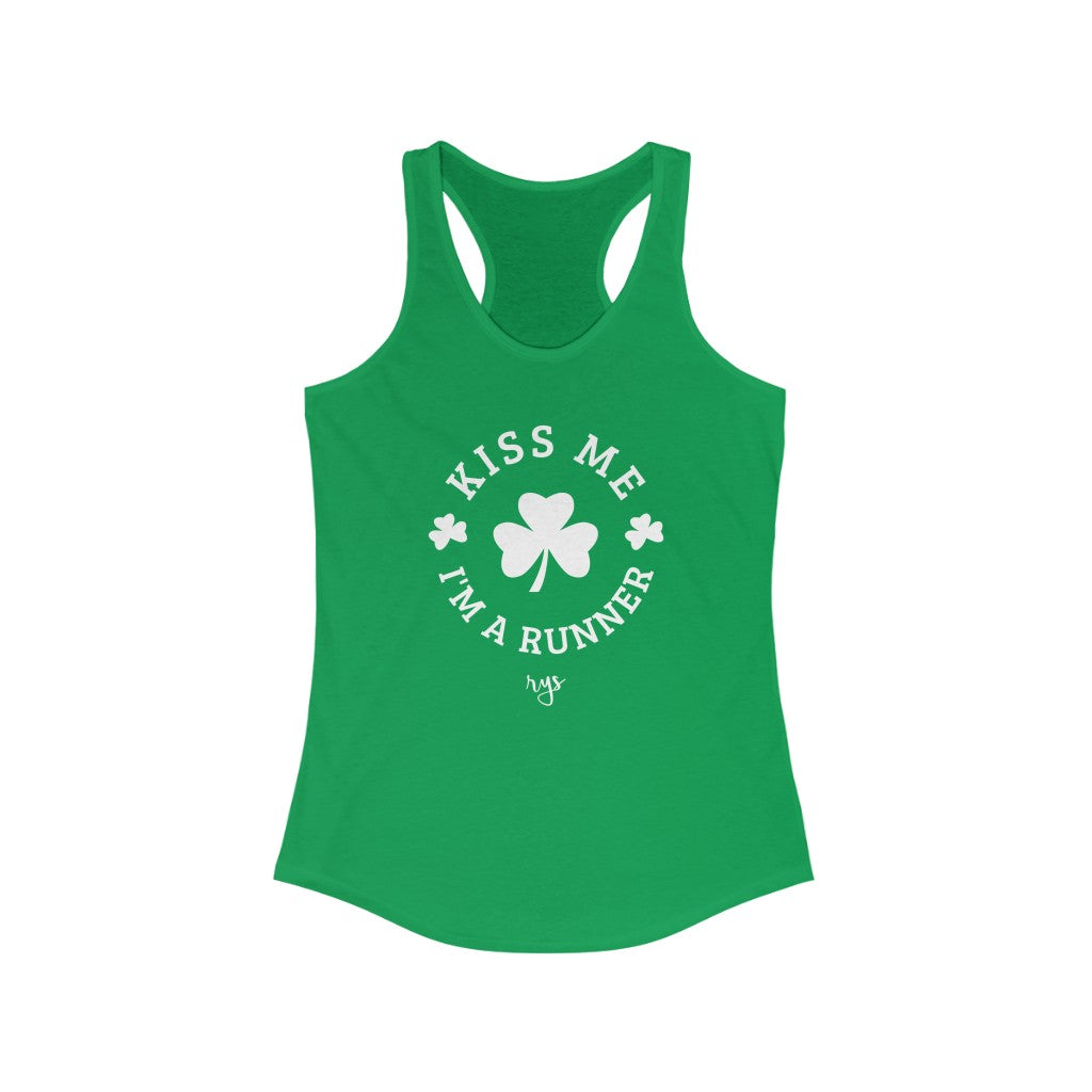 Kiss Me I m A Runner Women's Racerback Tank