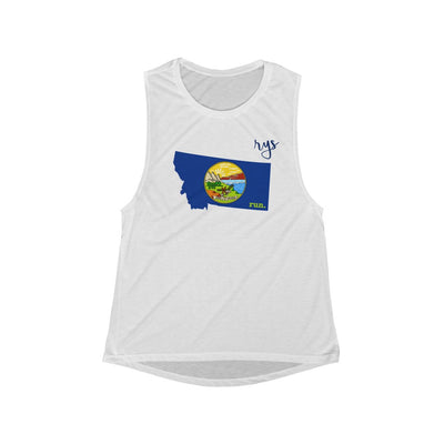 Run Montana Women's Scoop Muscle Tank (Flag)