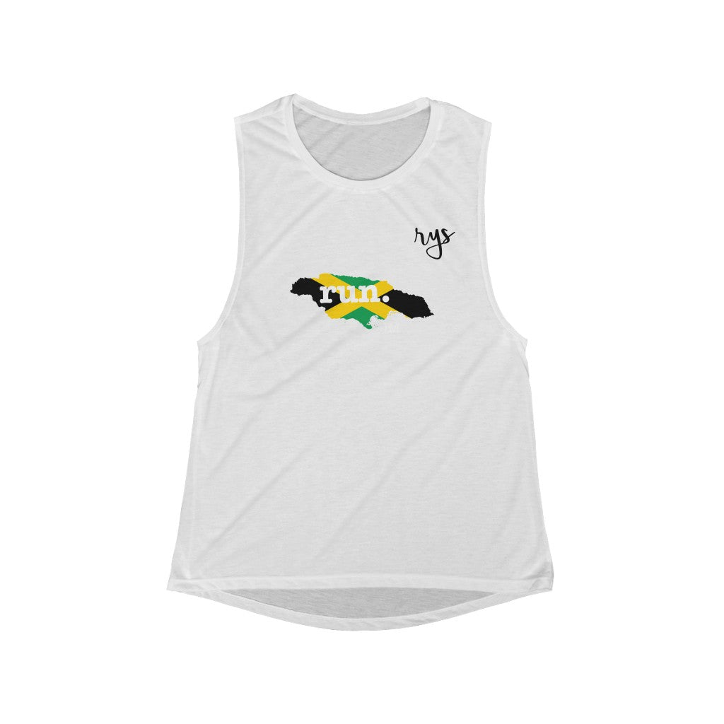 Run Jamaica Women's Scoop Muscle Tank (Flag)