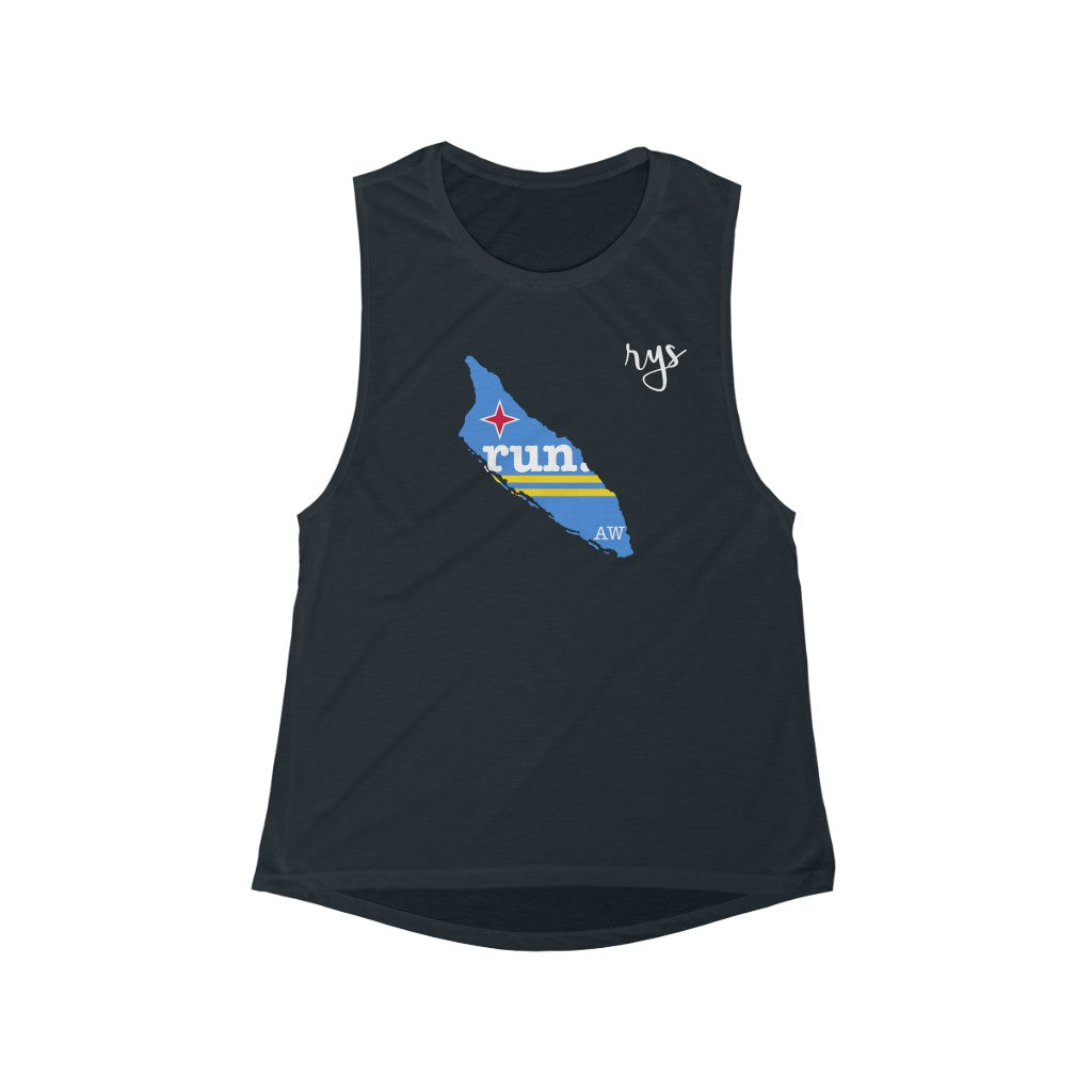 Run Aruba Women's Scoop Muscle Tank (Flag)