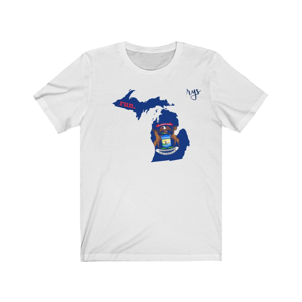 Run Michigan Men's / Unisex T-Shirt (Flag)