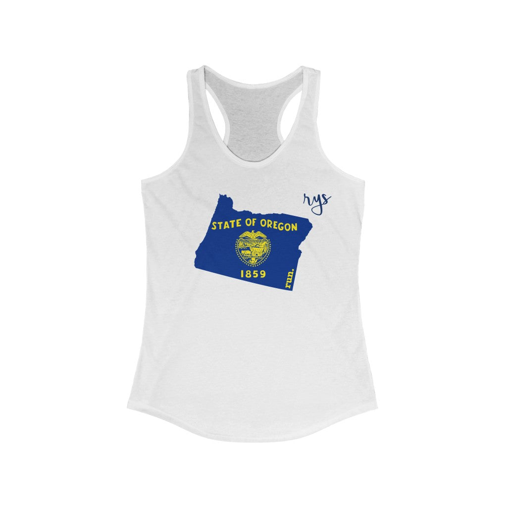 Run Oregon Women's Racerback Tank (Flag)