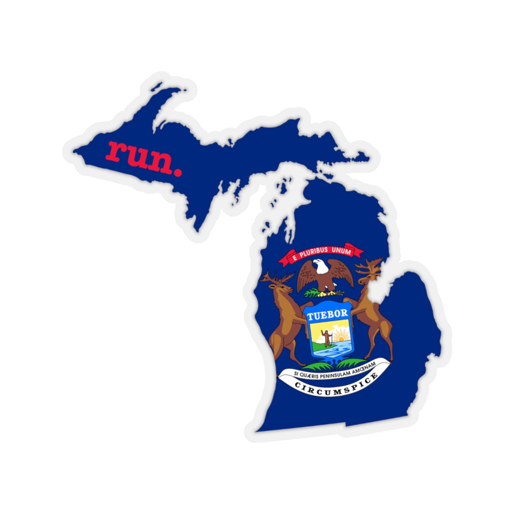 Run Michigan Stickers (Flag)