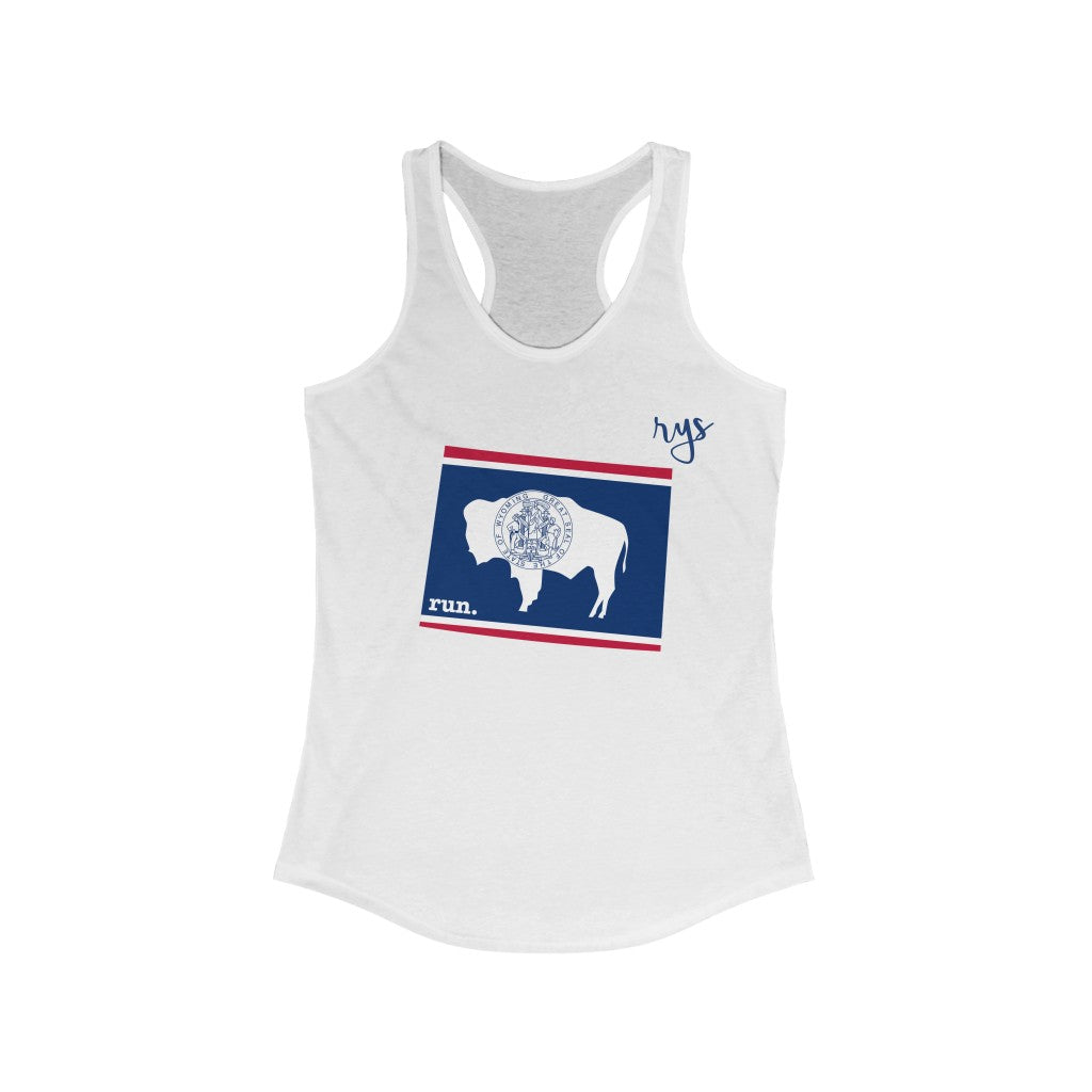 Run Wyoming Women's Racerback Tank (Flag)