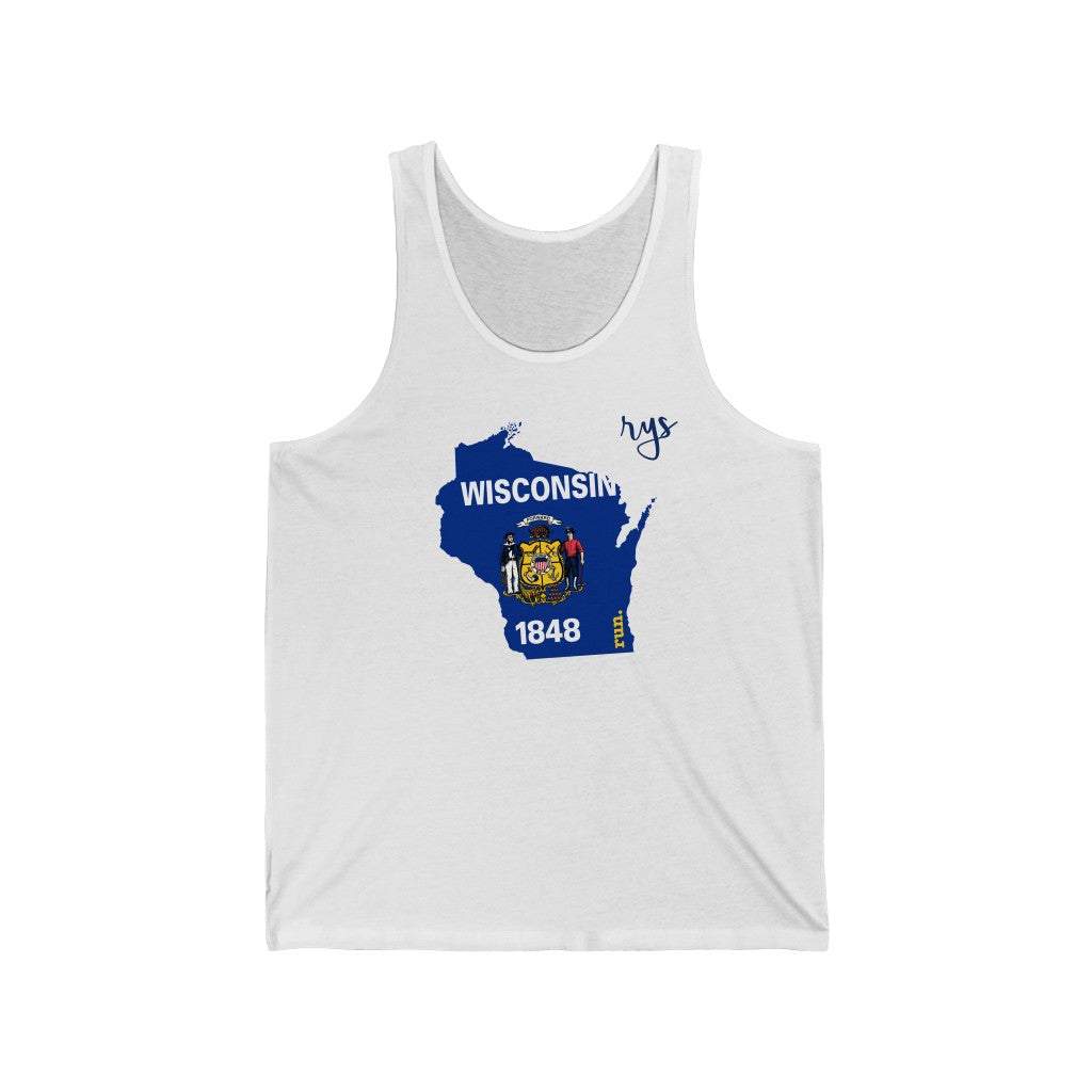 Run Wisconsin Men's / Unisex Tank Top (Flag)