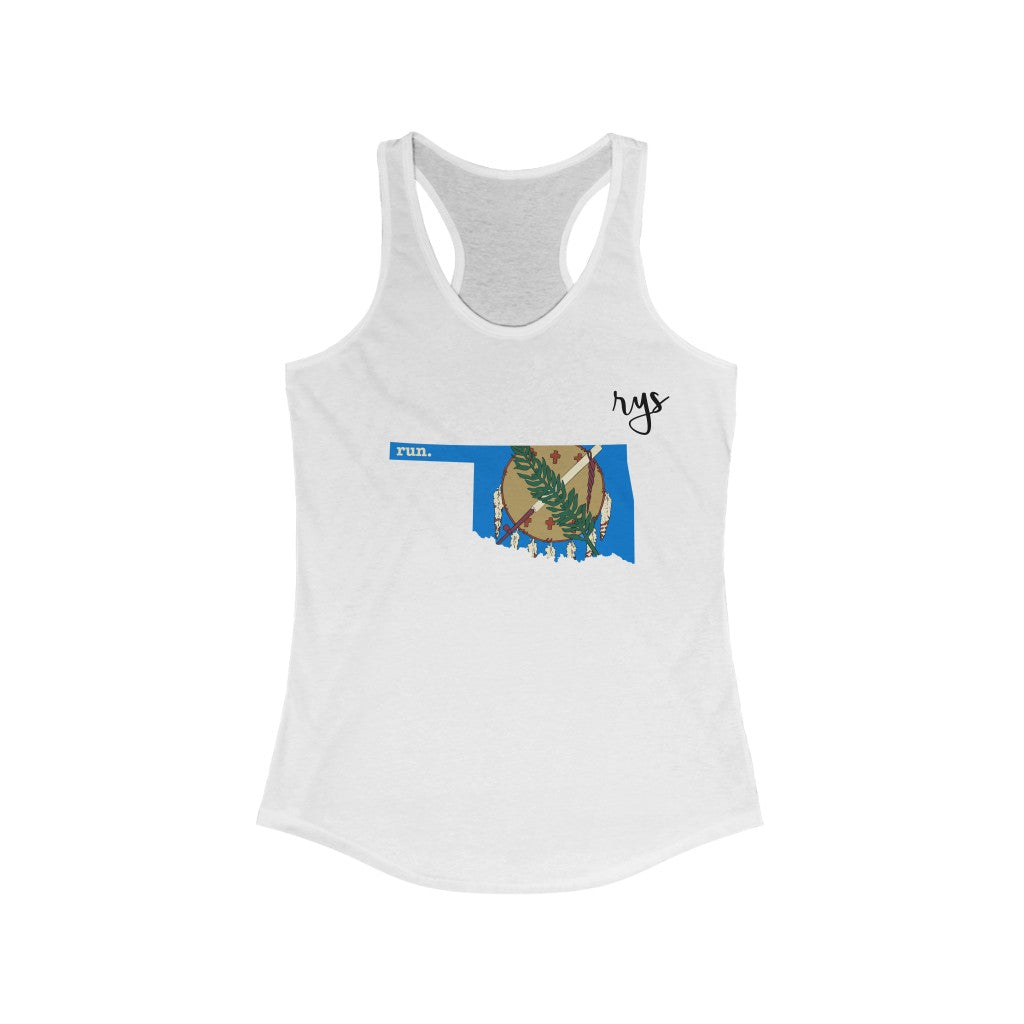 Run Oklahoma Women's Racerback Tank (Flag)