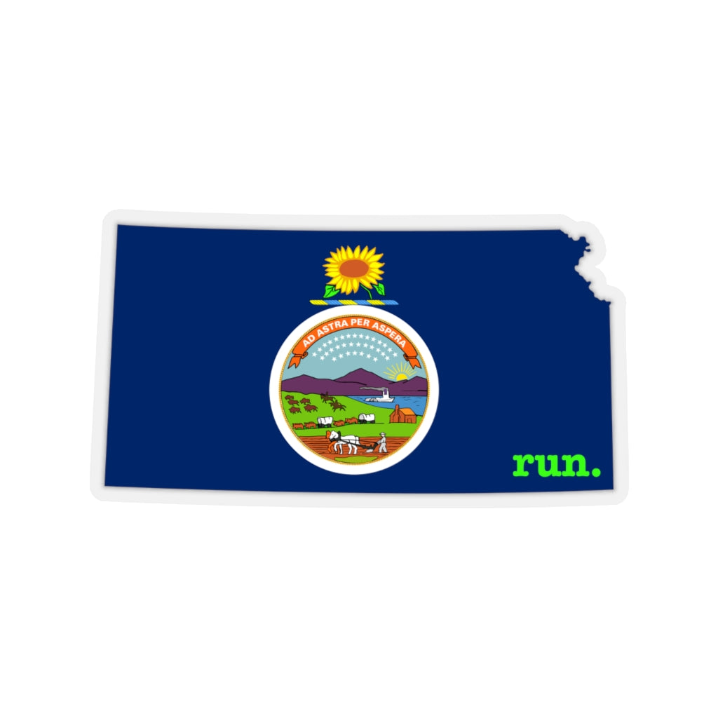 Run Kansas Stickers (Flag)