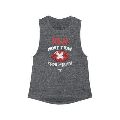 Run More Than Your Mouth Women's Scoop Muscle Tank