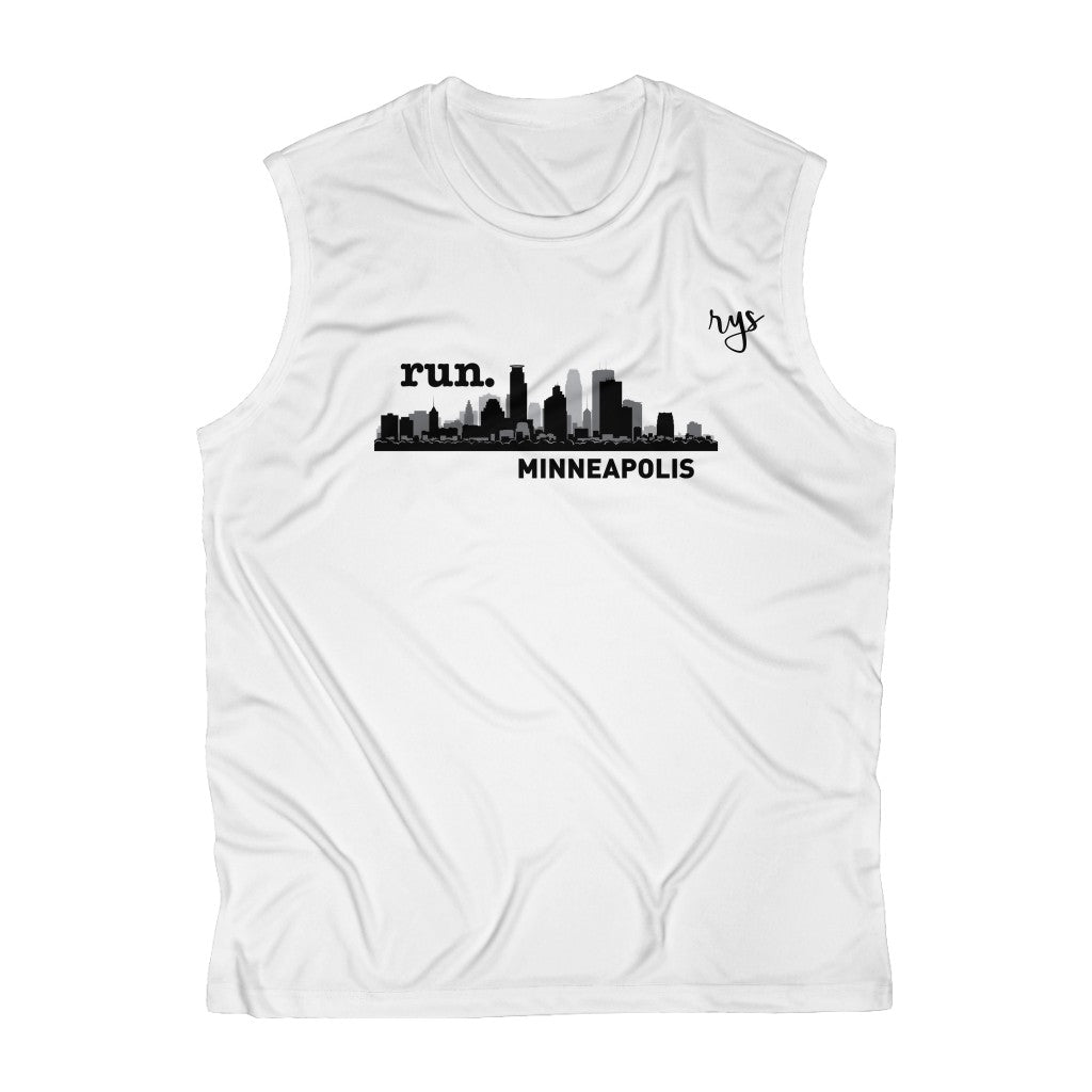 Run Minneapolis, MN Men's Sleeveless Performance Tee (Solid)