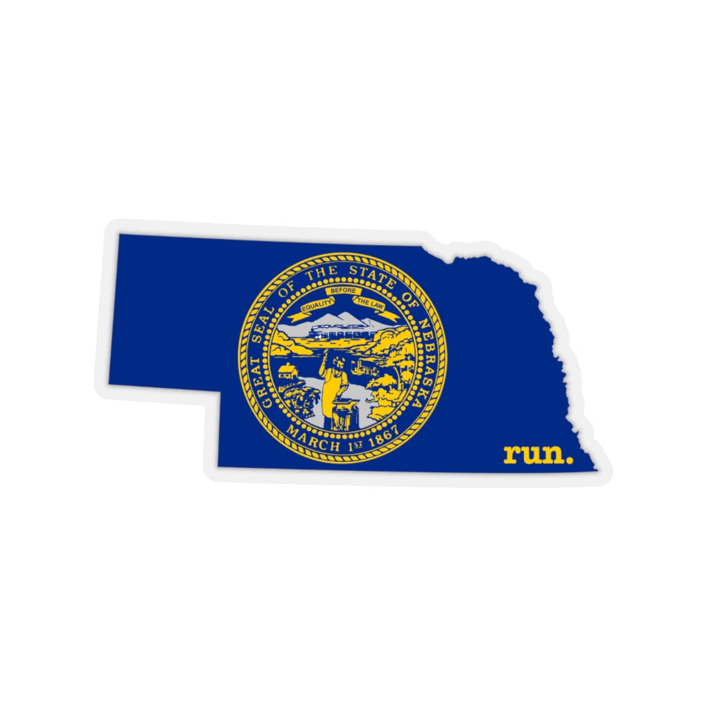 Run Nebraska Stickers (Flag)