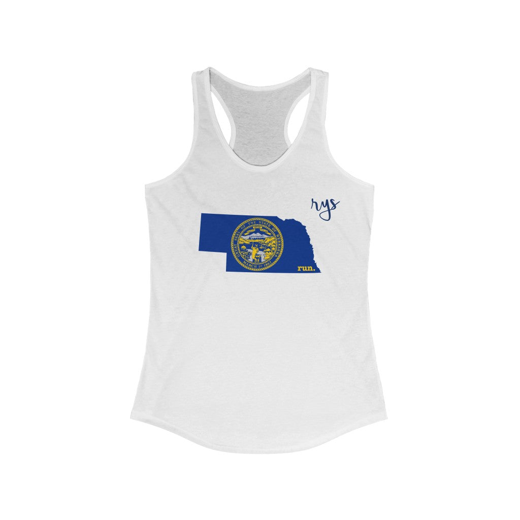 Run Nebraska Women's Racerback Tank (Flag)