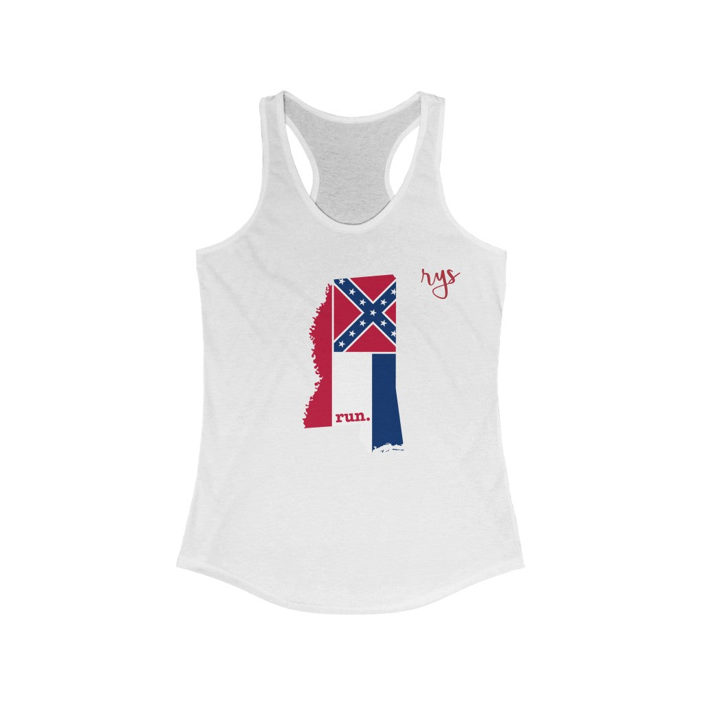 Run Mississippi Women's Racerback Tank (Flag)
