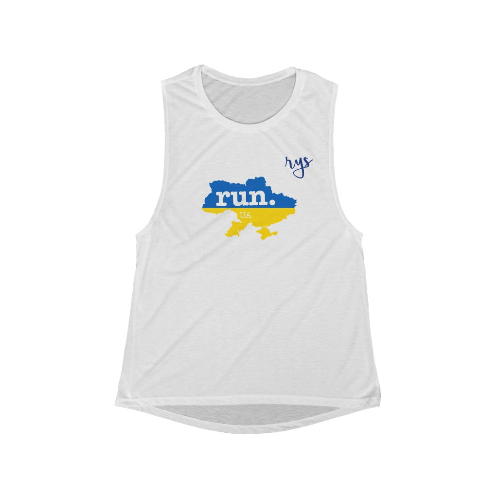 Run Ukraine Women's Scoop Muscle Tank (Flag)