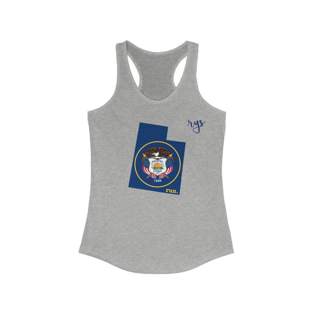 Run Utah Women's Racerback Tank (Flag)