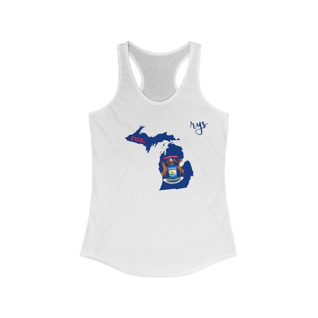 Run Michigan Women's Racerback Tank (Flag)