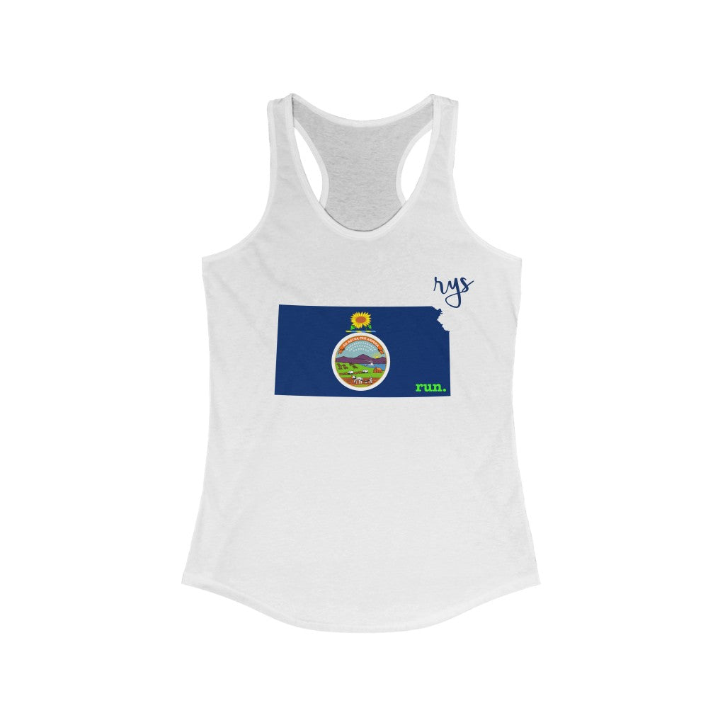Run Kansas Women's Racerback Tank (Flag)