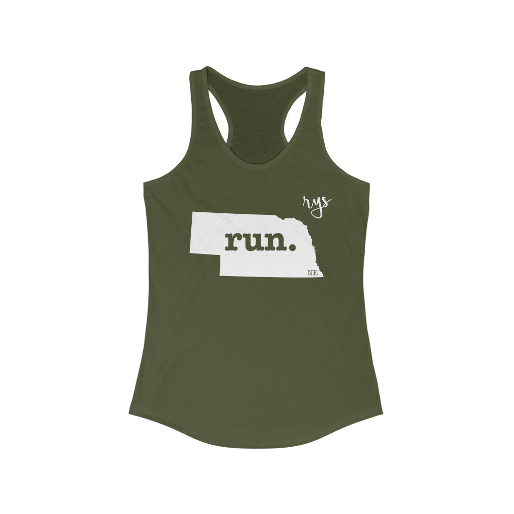 Run Nebraska Women's Racerback Tank (Solid)