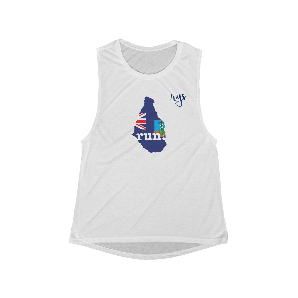 Run Montserrat Women's Scoop Muscle Tank (Flag)