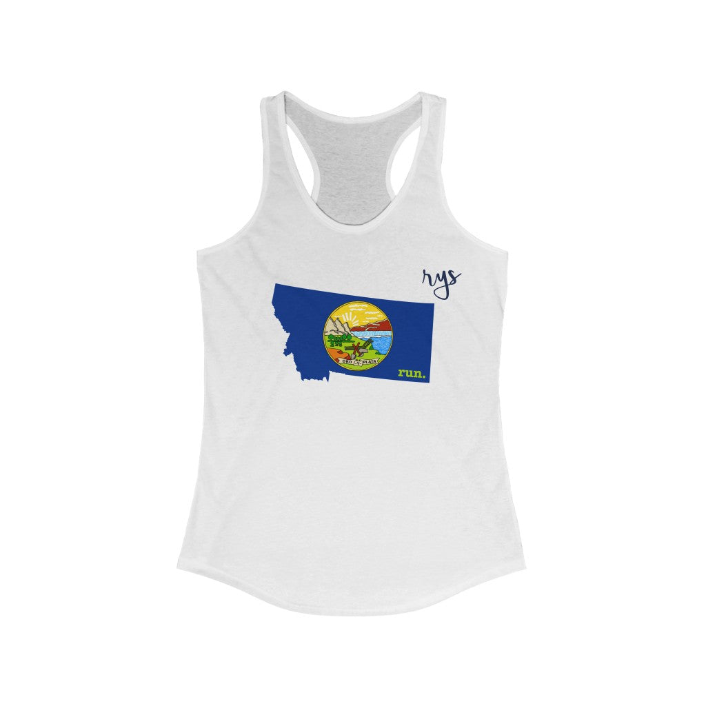 Run Montana Women's Racerback Tank (Flag)