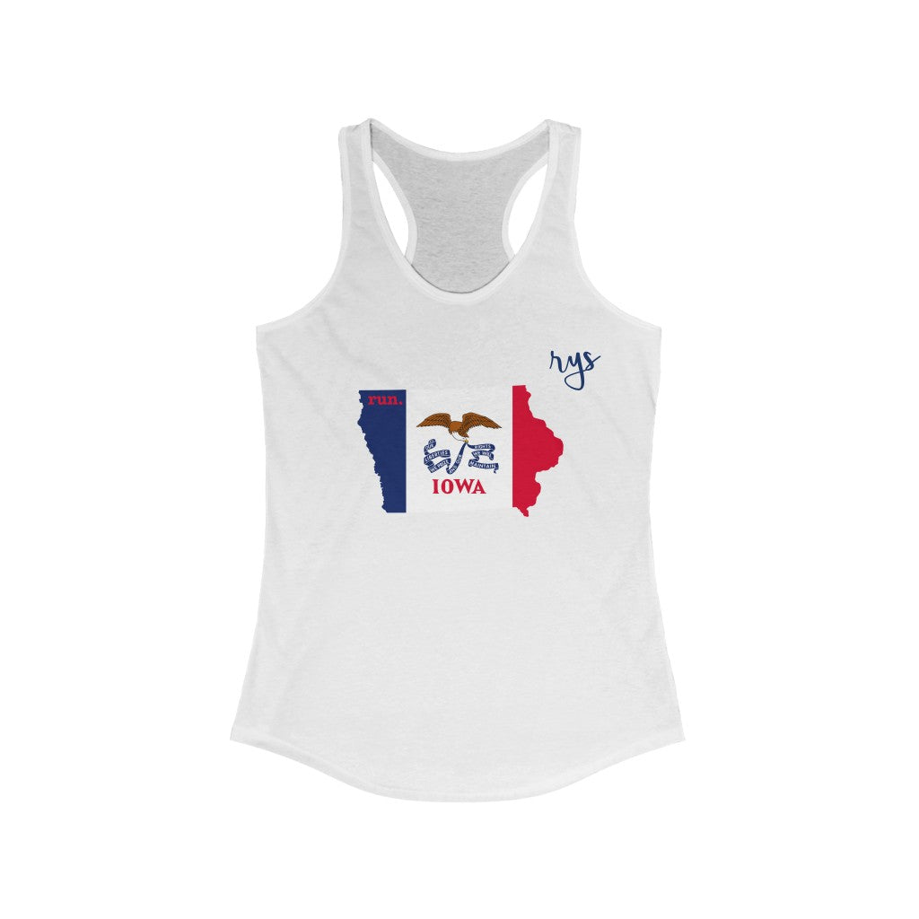 Run Iowa Women's Racerback Tank (Flag)