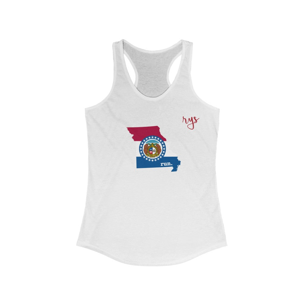 Run Missouri Women's Racerback Tank (Flag)
