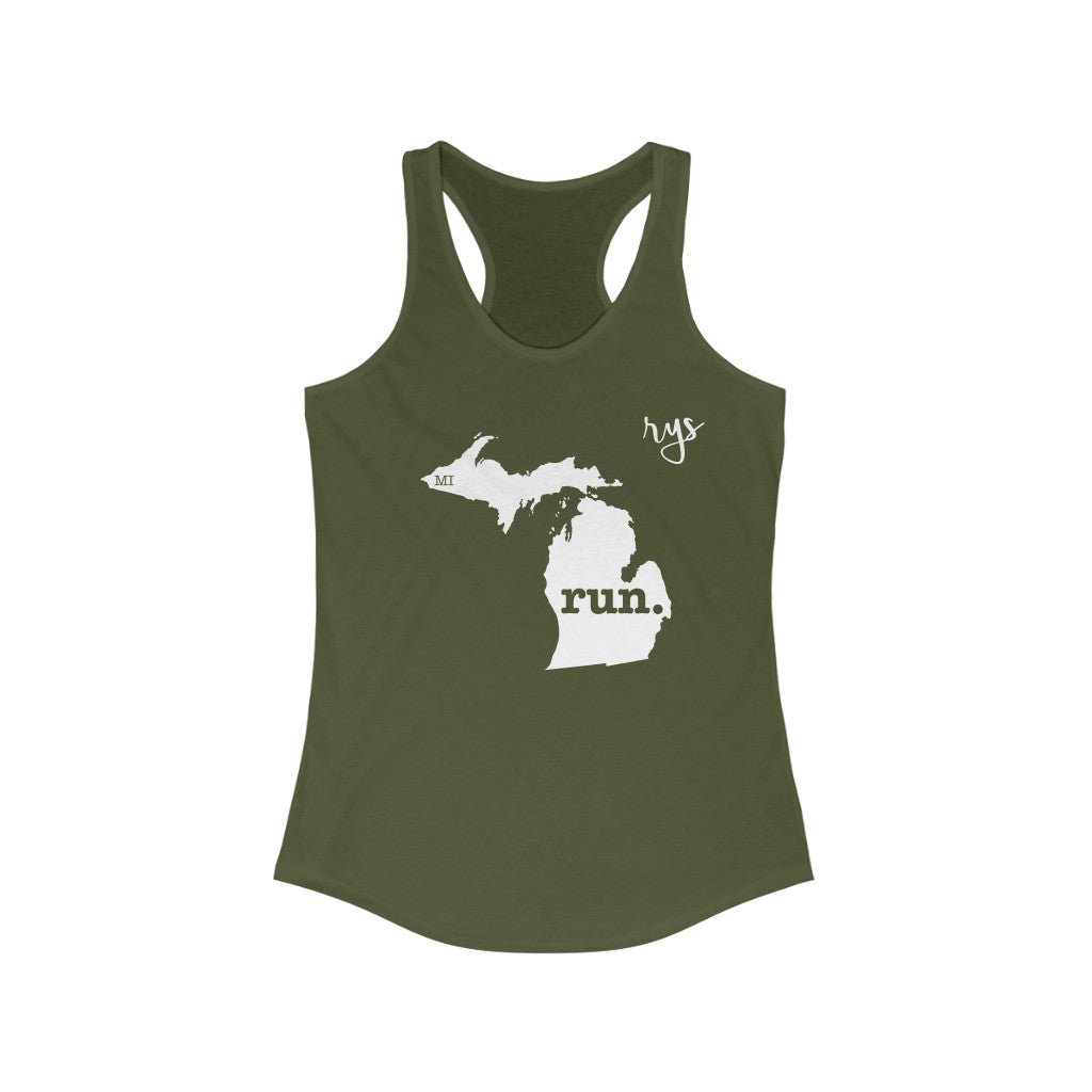 Run Michigan Women's Racerback Tank (Solid)