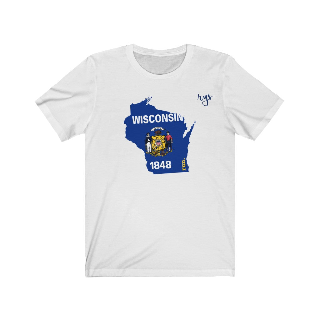 Run Wisconsin Men's / Unisex T-Shirt (Flag)