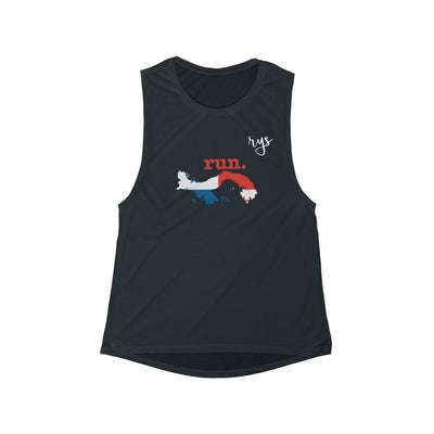 Run Panama Women's Scoop Muscle Tank (Flag)