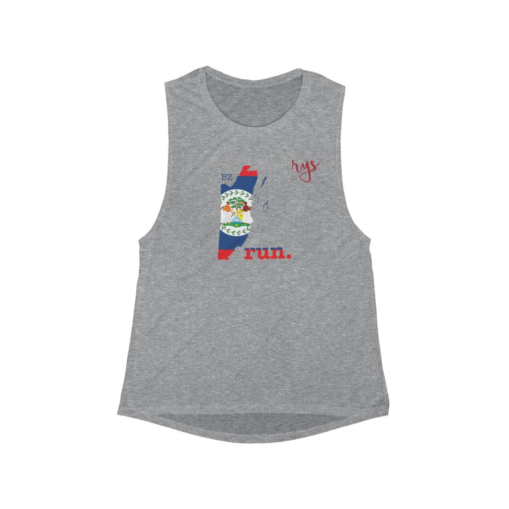 Run Belize Women's Scoop Muscle Tank (Flag)