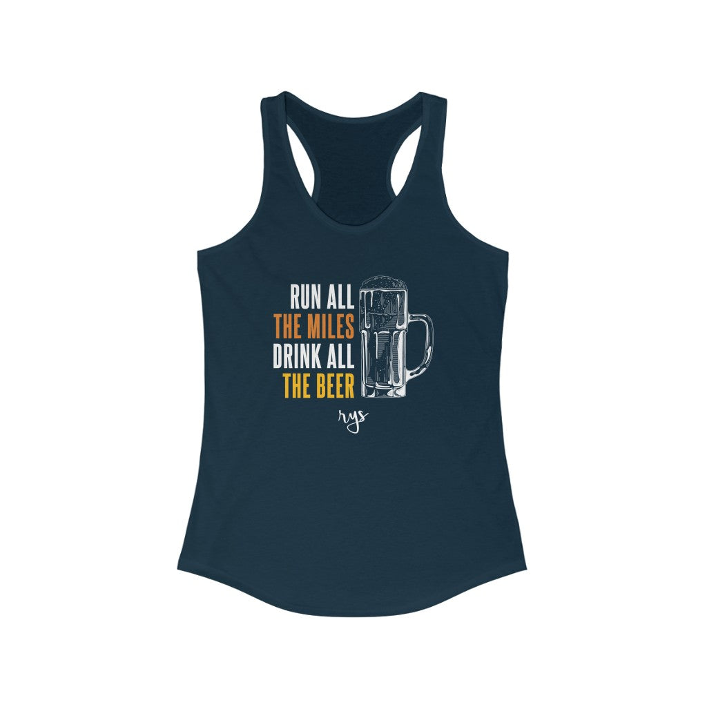 Run Miles Drink Beer Women's Racerback Tank