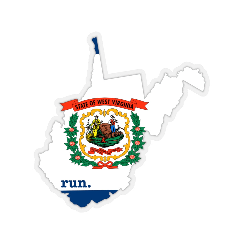 Run West Virginia Stickers (Flag)